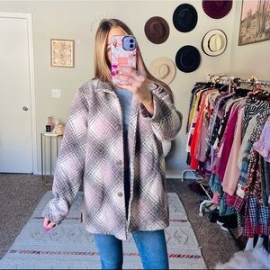 Coldwater Creek Brown Pink Oversized Teddy Jacket